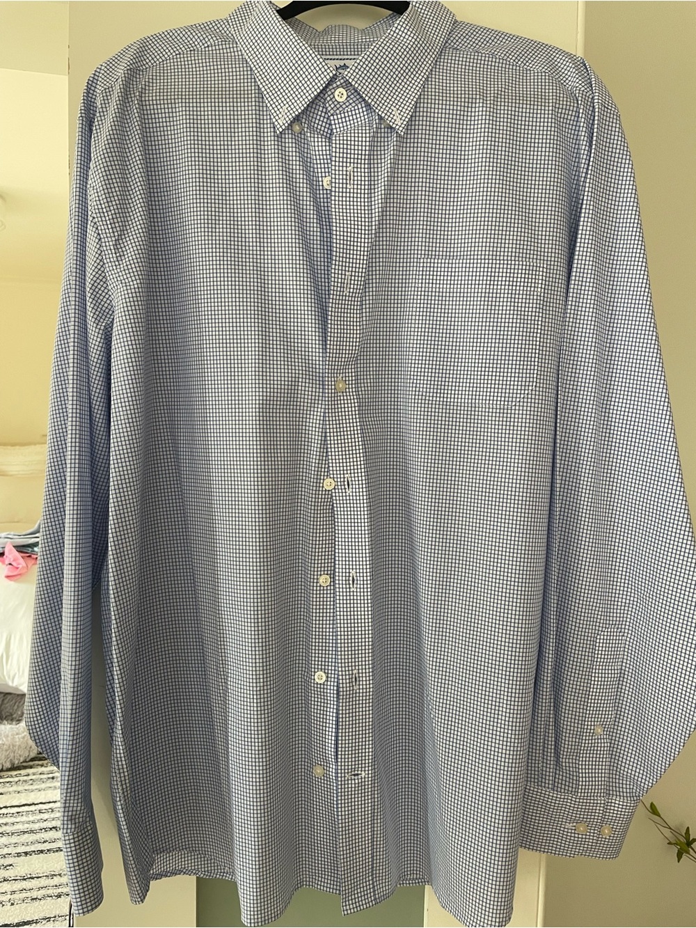 Southern Tide Blue Micro-Check Button-Down Dress Shirt